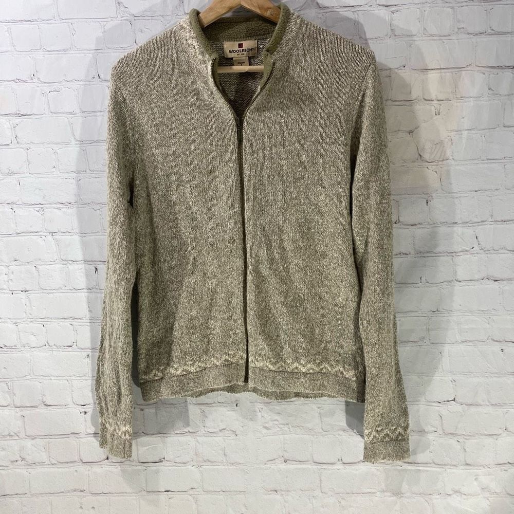 Woolrich khaki heather full zip jacket